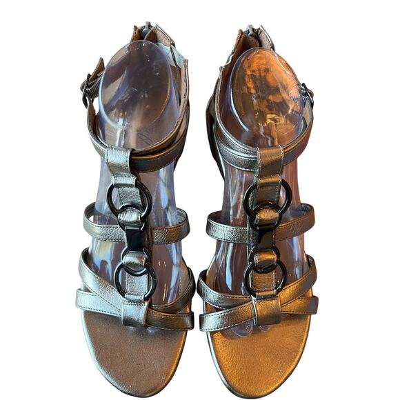 Euro Soft by Sofft Sandals Riana Wedge Size 10 Metallic Pewter Zip Gladiator - Picture 5 of 8